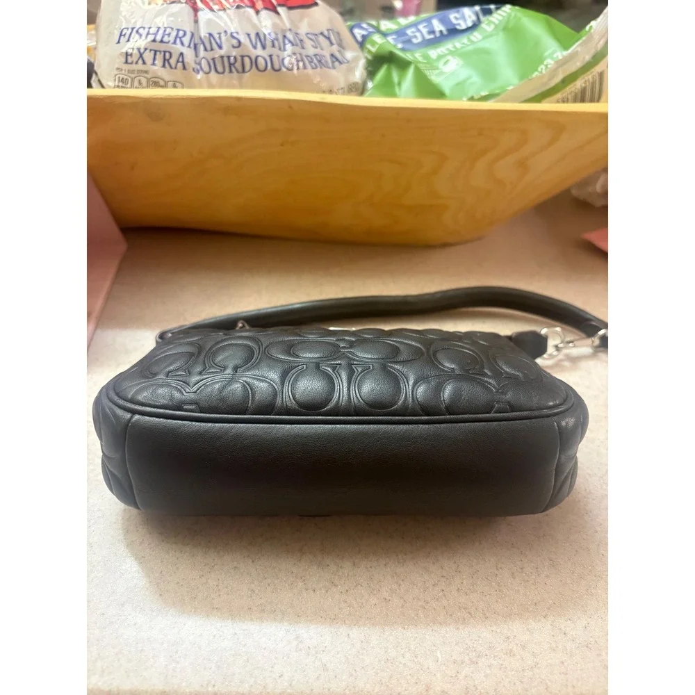 Coach Nolita 19 Black Signature Leather Y2K Wristlet Shoulder Bag